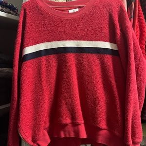 Sundry Red Crew Neck Sweatshirt Zippers Size 1